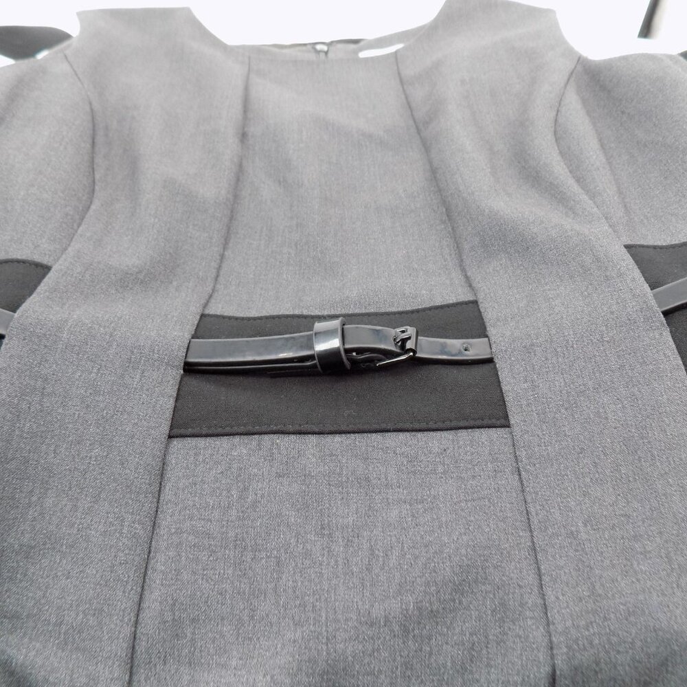 Calvin Klein Women Gray Belted Lined Sleeveless Fit and Flare Dress Size 4 - Picture 4 of 8